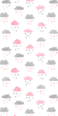 Store occultant fenetre avec motif de nuages roses et gris