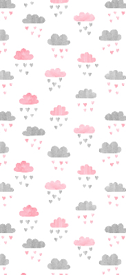 Store occultant fenetre avec motif de nuages roses et gris