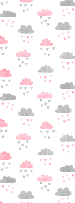Store occultant fenetre avec motif de nuages roses et gris
