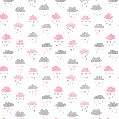 Store occultant fenetre avec motif de nuages roses et gris