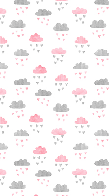 Store occultant fenetre avec motif de nuages roses et gris