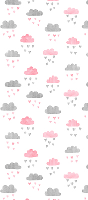 Store occultant fenetre avec motif de nuages roses et gris