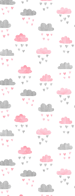 Store occultant fenetre avec motif de nuages roses et gris