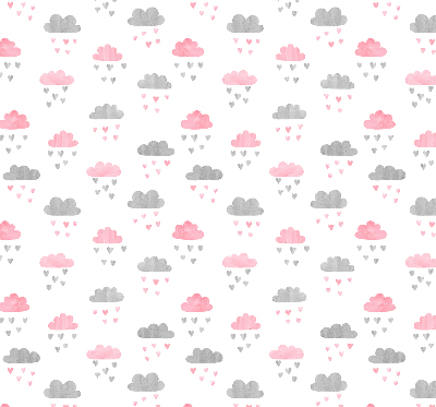 Store occultant fenetre avec motif de nuages roses et gris
