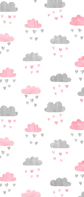 Store occultant fenetre avec motif de nuages roses et gris