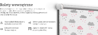 Store occultant fenetre avec motif de nuages roses et gris