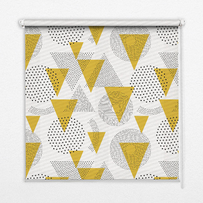 Store enrouleur occultant avec motifs de triangles et de cercles composés de points