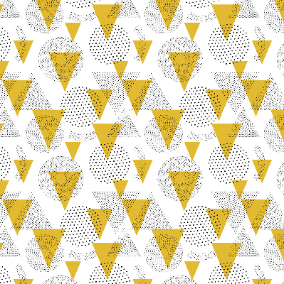 Store enrouleur occultant avec motifs de triangles et de cercles composés de points
