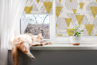 Store enrouleur occultant avec motifs de triangles et de cercles composés de points