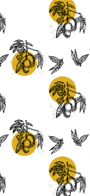 Store occultant fenêtre à motifs de fruits et de cercles jaunes