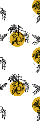 Store occultant fenêtre à motifs de fruits et de cercles jaunes