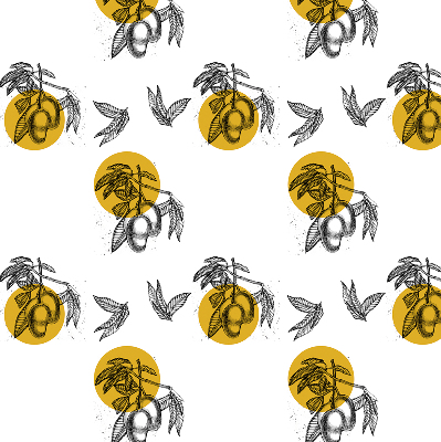 Store occultant fenêtre à motifs de fruits et de cercles jaunes