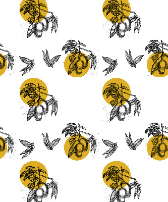 Store occultant fenêtre à motifs de fruits et de cercles jaunes