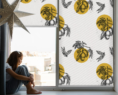Store occultant fenêtre à motifs de fruits et de cercles jaunes