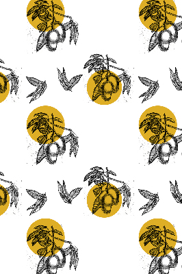 Store occultant fenêtre à motifs de fruits et de cercles jaunes