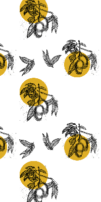 Store occultant fenêtre à motifs de fruits et de cercles jaunes