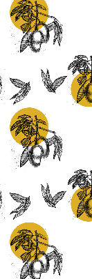Store occultant fenêtre à motifs de fruits et de cercles jaunes