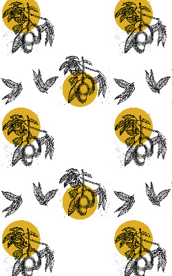 Store occultant fenêtre à motifs de fruits et de cercles jaunes