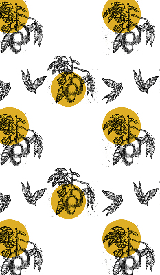 Store occultant fenêtre à motifs de fruits et de cercles jaunes