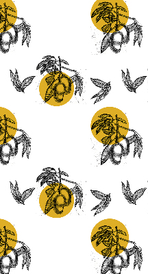 Store occultant fenêtre à motifs de fruits et de cercles jaunes