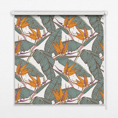 Store enrouleur occultant avec motif de feuilles vertes