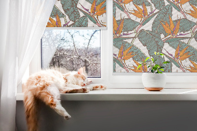 Store enrouleur occultant avec motif de feuilles vertes