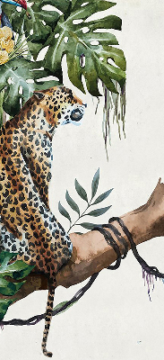 Store enrouleur occultant avec motif de guépards sur une branche