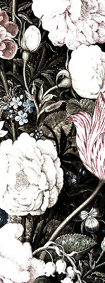Store occultant fenêtre un bouquet de fleurs