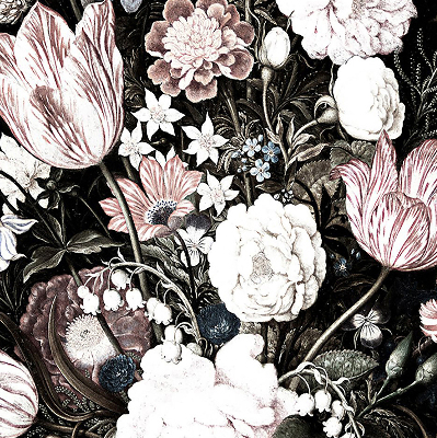 Store occultant fenêtre un bouquet de fleurs