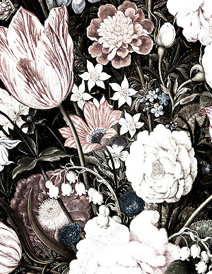 Store occultant fenêtre un bouquet de fleurs