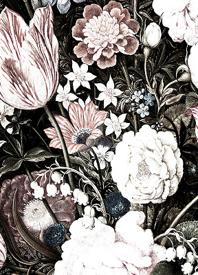Store occultant fenêtre un bouquet de fleurs