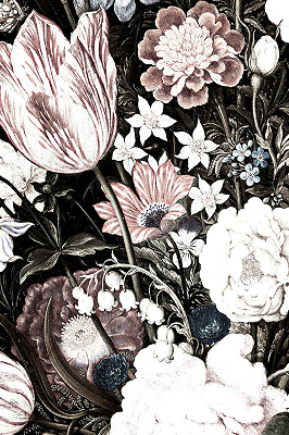 Store occultant fenêtre un bouquet de fleurs