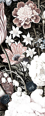 Store occultant fenêtre un bouquet de fleurs