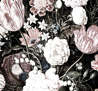 Store occultant fenêtre un bouquet de fleurs