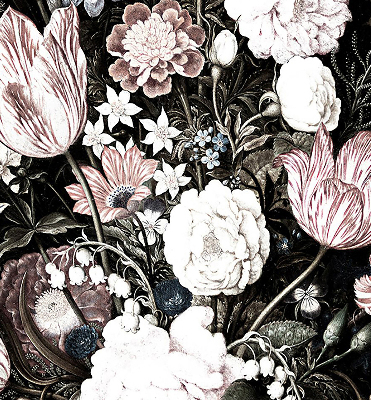 Store occultant fenêtre un bouquet de fleurs