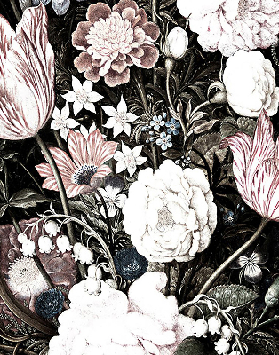 Store occultant fenêtre un bouquet de fleurs