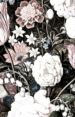 Store occultant fenêtre un bouquet de fleurs