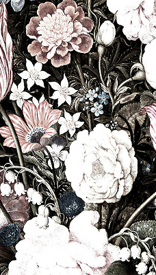 Store occultant fenêtre un bouquet de fleurs