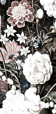Store occultant fenêtre un bouquet de fleurs
