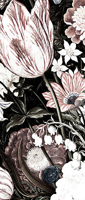Store occultant fenêtre un bouquet de fleurs