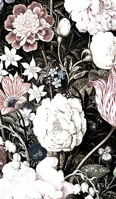 Store occultant fenêtre un bouquet de fleurs