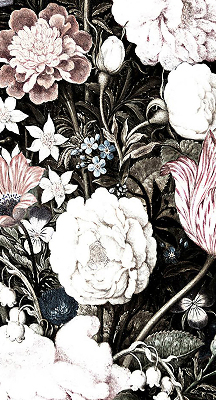 Store occultant fenêtre un bouquet de fleurs