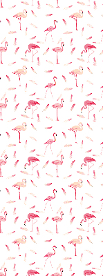 Store enrouleur occultant avec motif de flamants roses et de plumes