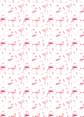 Store enrouleur occultant avec motif de flamants roses et de plumes