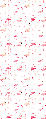 Store enrouleur occultant avec motif de flamants roses et de plumes