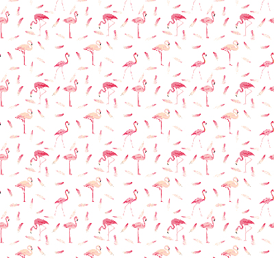 Store enrouleur occultant avec motif de flamants roses et de plumes