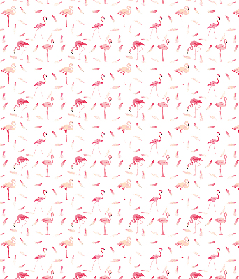 Store enrouleur occultant avec motif de flamants roses et de plumes