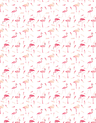Store enrouleur occultant avec motif de flamants roses et de plumes