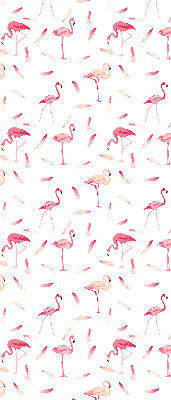 Store enrouleur occultant avec motif de flamants roses et de plumes