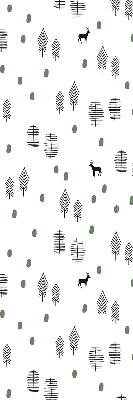 Store occultant fenêtre avec motif d’arbres et de cerfs dessinés